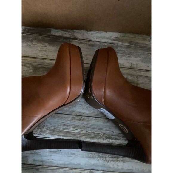 Coach Apple Boot A7019 Tan Leather Shearling Cuff Platform Heel Sz 11 w/FLAW - Picture 5 of 14